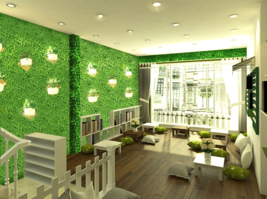 Hướng dẫn cách chọn mua và thi công cỏ nhân tạo dán tường
